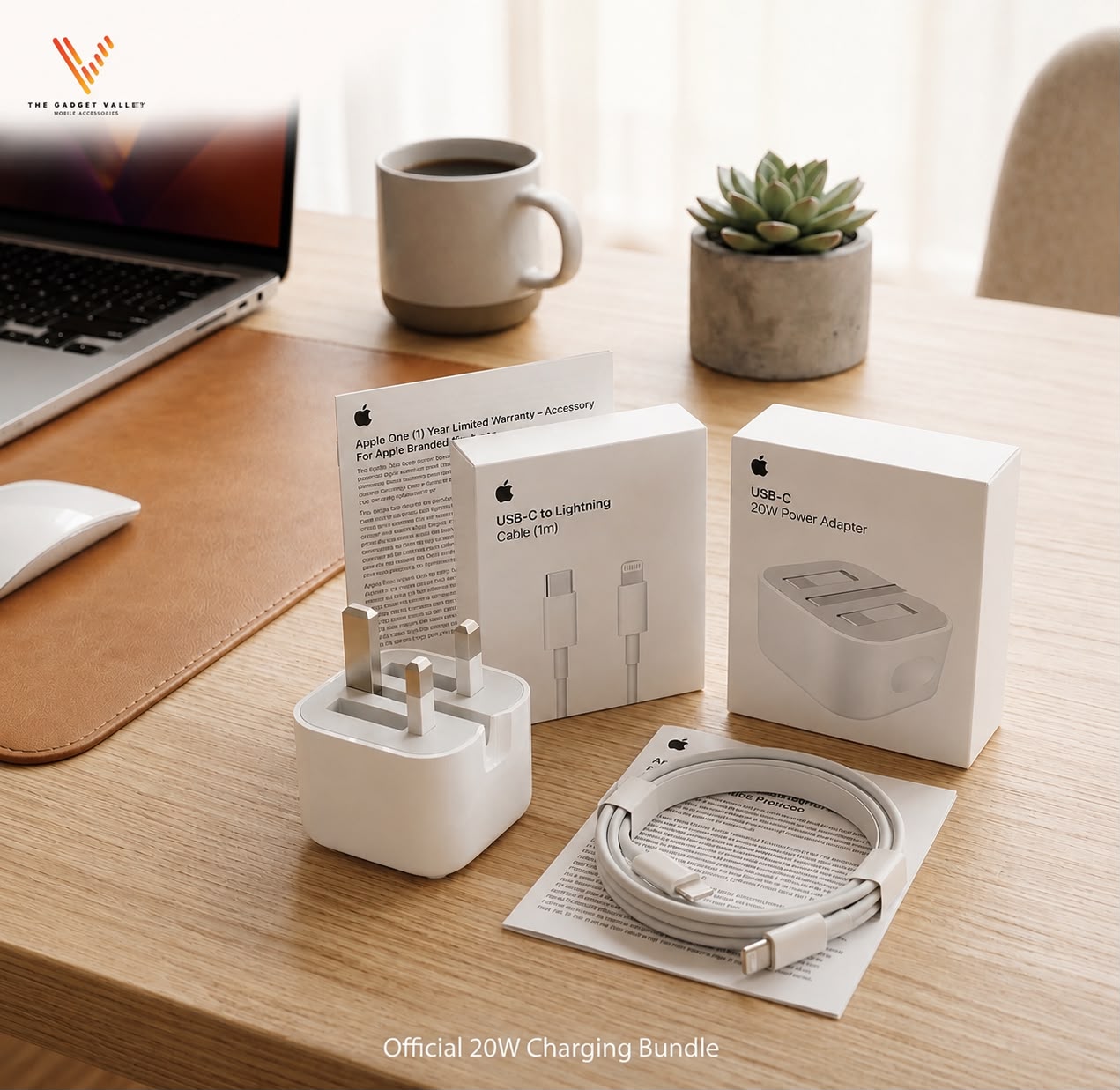 The Apple 20W USB-C Power Adapter is a compact and efficient wall charger designed to provide fast charging for a variety of Apple devices.  
  Key Features  
 Fast Charging: When paired with an iPhone 8 or later, it can charge your device to approximately 50% battery in about 30 to 35 minutes.  
 Optimal Performance: While it works with any USB-C enabled device, Apple specifically recommends it for iPad Pro and iPad Air models for optimal charging performance.