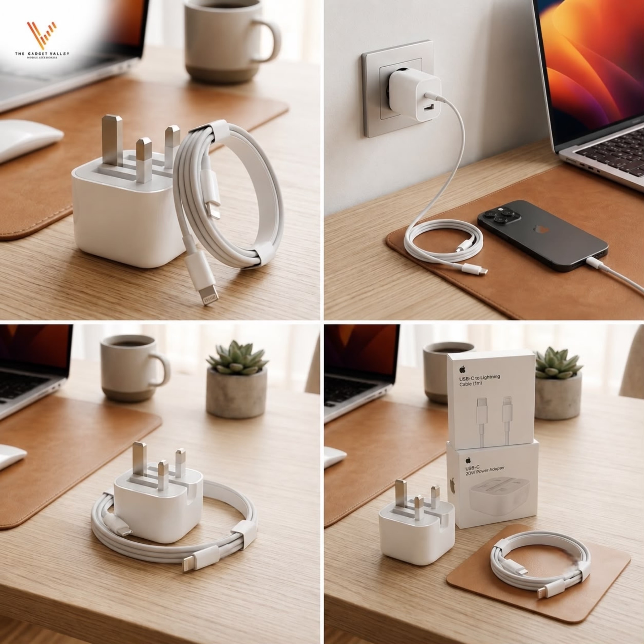 The Apple 20W USB-C Power Adapter is a compact and efficient wall charger designed to provide fast charging for a variety of Apple devices.  
  Key Features  
 Fast Charging: When paired with an iPhone 8 or later, it can charge your device to approximately 50% battery in about 30 to 35 minutes.  
 Optimal Performance: While it works with any USB-C enabled device, Apple specifically recommends it for iPad Pro and iPad Air models for optimal charging performance.